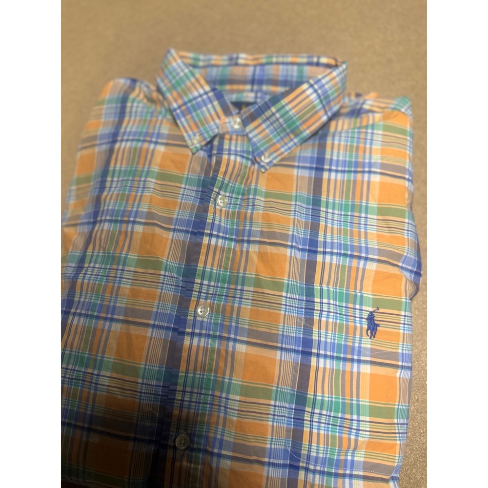 Ralph Lauren Plaid Button Down Shirt Men's XXL 100% Cotton‎ Stretch $89